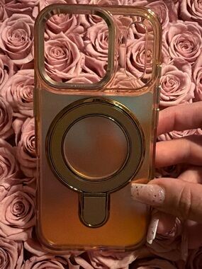 Orange-Gold Clear Magnetic Ring Phone Case - Compatible Model 17pro